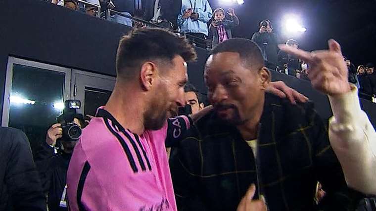 Will Smith enloquece tras saludar a Lionel Messi en el estadio