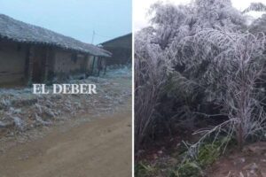 Nevadas cubren las zonas altas de Vallegrande y bajan las temperaturas a -5.5 grados