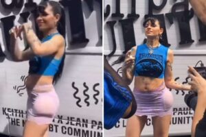 ¿Se burla de Ángela Aguilar? Cazzu reaparece usando esponjas en sus caderas